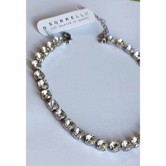 Sorrelli Mara Crystal Statement Necklace Silver Tone Party Bling Prom Cocktail - Picture 7 of 8